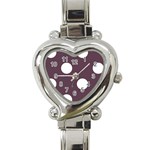Polka Dots - White on Eggplant Violet Heart Italian Charm Watch