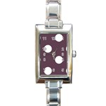 Polka Dots - White on Eggplant Violet Rectangle Italian Charm Watch