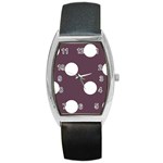 Polka Dots - White on Eggplant Violet Barrel Style Metal Watch