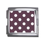 Polka Dots - White on Eggplant Violet Mega Link Italian Charm (18mm)