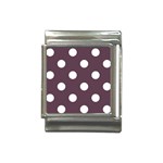 Polka Dots - White on Eggplant Violet Italian Charm (13mm)