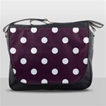 Polka Dots - White on Eggplant Violet Messenger Bag