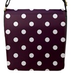 Polka Dots - White on Eggplant Violet Flap Closure Messenger Bag (S)