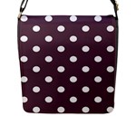 Polka Dots - White on Eggplant Violet Flap Closure Messenger Bag (L)