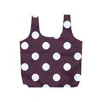 Polka Dots - White on Eggplant Violet Full Print Recycle Bag (S)