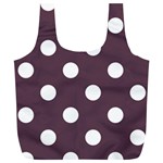 Polka Dots - White on Eggplant Violet Full Print Recycle Bag (XL)