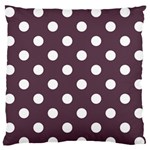Polka Dots - White on Eggplant Violet Large Flano Cushion Case (One Side)