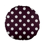 Polka Dots - White on Eggplant Violet Standard 15  Premium Round Cushion
