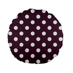 Polka Dots - White on Eggplant Violet Standard 15  Premium Flano Round Cushion
