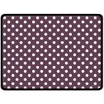 Polka Dots - White on Eggplant Violet Fleece Blanket (Large) (One Side)