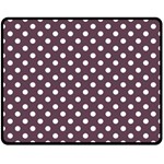 Polka Dots - White on Eggplant Violet Double Sided Fleece Blanket (Medium) (Two Sides)