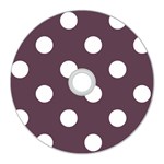 Polka Dots - White on Eggplant Violet CD Wall Clock