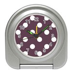 Polka Dots - White on Eggplant Violet Desk Alarm Clock