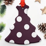 Polka Dots - White on Eggplant Violet Christmas Tree Ornament (Two Sides)
