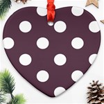 Polka Dots - White on Eggplant Violet Heart Ornament (Two Sides)