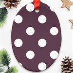 Polka Dots - White on Eggplant Violet Ornament (Oval)