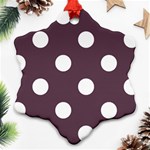 Polka Dots - White on Eggplant Violet Snowflake Ornament (Two Sides)