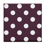 Polka Dots - White on Eggplant Violet Tile Coaster