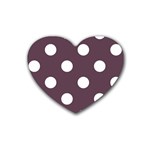 Polka Dots - White on Eggplant Violet Heart Coaster (4 pack)