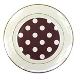 Polka Dots - White on Eggplant Violet Porcelain Plate