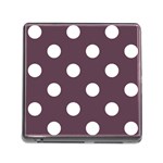 Polka Dots - White on Eggplant Violet Memory Card Reader (Square)