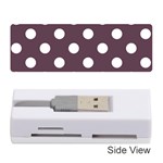 Polka Dots - White on Eggplant Violet Memory Card Reader (Stick)