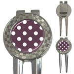 Polka Dots - White on Eggplant Violet 3-in-1 Golf Divot