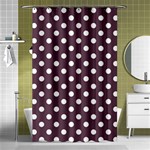 Polka Dots - White on Eggplant Violet Shower Curtain 48  x 72  (Small)