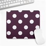 Polka Dots - White on Eggplant Violet Large Mousepad