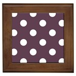 Polka Dots - White on Eggplant Violet Framed Tile