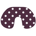 Polka Dots - White on Eggplant Violet Travel Neck Pillow