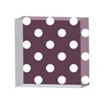 Polka Dots - White on Eggplant Violet 4 x 4  Acrylic Photo Block