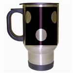 Polka Dots - White on Eggplant Violet Travel Mug (Silver Gray)