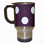 Polka Dots - White on Eggplant Violet Travel Mug (White)