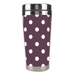 Polka Dots - White on Eggplant Violet Stainless Steel Travel Tumbler