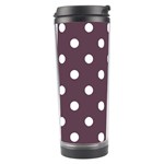 Polka Dots - White on Eggplant Violet Travel Tumbler