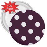 Polka Dots - White on Eggplant Violet 3  Button (100 pack)