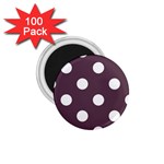 Polka Dots - White on Eggplant Violet 1.75  Magnet (100 pack)