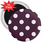 Polka Dots - White on Eggplant Violet 3  Magnet (10 pack)