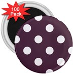 Polka Dots - White on Eggplant Violet 3  Magnet (100 pack)
