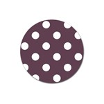 Polka Dots - White on Eggplant Violet Magnet 3  (Round)