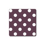 Polka Dots - White on Eggplant Violet Magnet (Square)