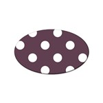Polka Dots - White on Eggplant Violet Sticker Oval (10 pack)