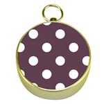 Polka Dots - White on Eggplant Violet Gold Compass