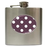 Polka Dots - White on Eggplant Violet Hip Flask (6 oz)