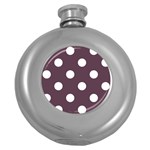 Polka Dots - White on Eggplant Violet Hip Flask (5 oz)