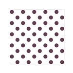 Polka Dots - Eggplant Violet on White Small Satin Scarf  (Square)