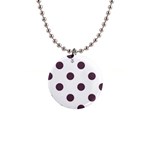 Polka Dots - Eggplant Violet on White 1  Button Necklace