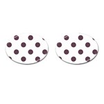Polka Dots - Eggplant Violet on White Cufflinks (Oval)