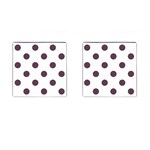 Polka Dots - Eggplant Violet on White Cufflinks (Square)